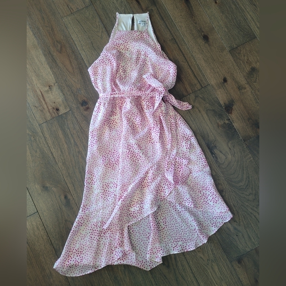Express White and Pink Polkadot Tank Dress